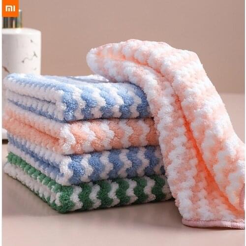 1pcs/6pcs Xiaomi Kitchen dishcloth Thickened waved dish cloth rag absorbent non stick oil household dry wet dual purpose towel