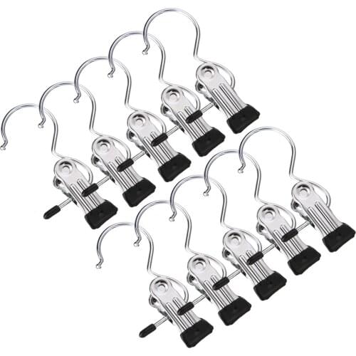10pcs/kit Stainless Steel Hanger Hook Clothes Pin Pants Hanger Clips Hook For Home Wardore Clothes Neatening Storage Organizer