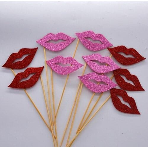 10 Pcs Photo Booth Props Red Pink Lips Photo Props Sexy Lips on A Stick DIY Photobooth Wedding Birthday Party Favor Halloween