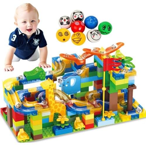168pcs Marble Race Run Maze Ball Slide Track City Building Blocks Plastic Kids Educational Assemble Toys for Children Gifts