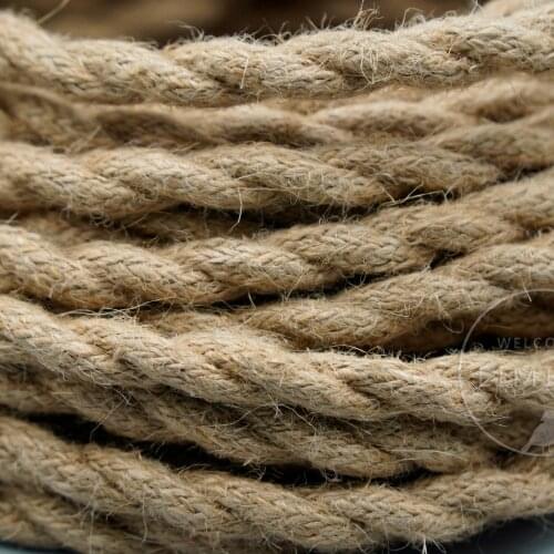 5 Meter Beige Vintage Retro Hemp Rope Woven Twisted Electric Wire Cable Retro Braided Electrical Wire Fabric Cable Pendant Light