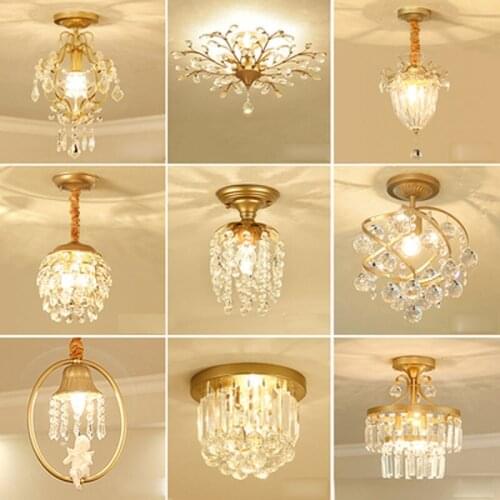 American Crystal Ceiling Lamp Hall Entrance Entrance Passway Corridor Bar Counter Light European Crystal Light AC110-240V