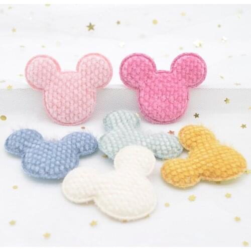 12pcs/lot Soft Plush Fabric Mouse Head Applique for Clothing Hat Sewing Supplies Patches DIY Hair Band Clips Bow Accessories L53