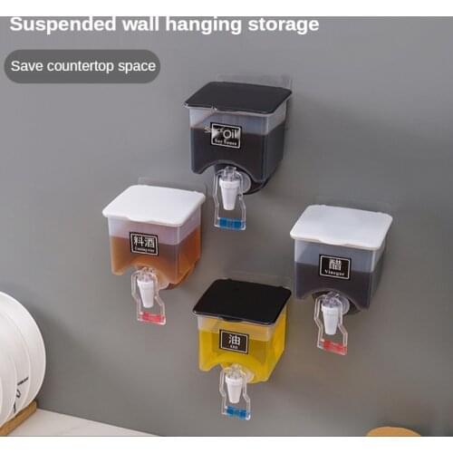 Automatic Pressing Plastic Seasoning Bottle Seasoning Box Wall-hung Seasoning Jar Kitchen Tools Storage Oil Bottle Organizer