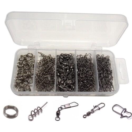 CATCHSIF 400pcs Swivel Snap and baitkeeper twist lock Spring Kit fishing terminal Tackle box