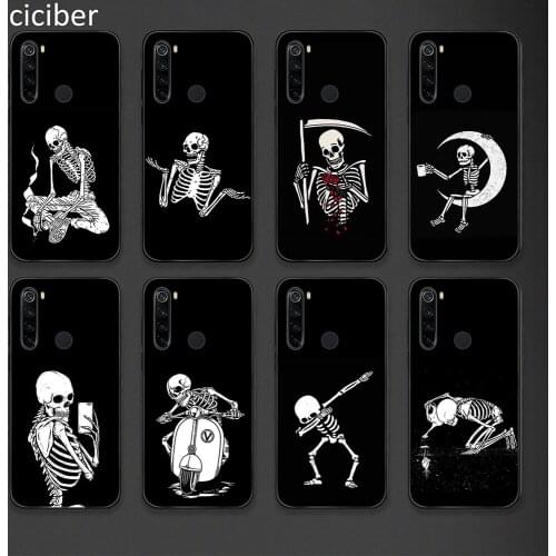 Skeleton Skull Phone Case for Xiaomi Redmi Note 10 9 8 7 8T Pro Mi Note 11 10 9 9T 10T Pro Lite Poco X3 F3 M3 Soft Black Fundas