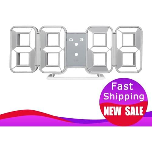 Digital Wall Clock Large Time 3D LED Alarm Date Temperature Nightlight Table Desk Watch Home Decorate Hang Electronic Clocks