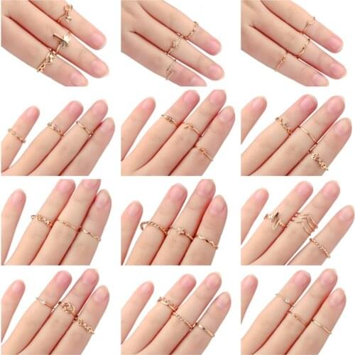 Cxwind Bohemian Toe Jewelry Twist Wave Knot Heart Ring Female Love Flower Rings Wedding Knuckle Rings for Women anillos mujer