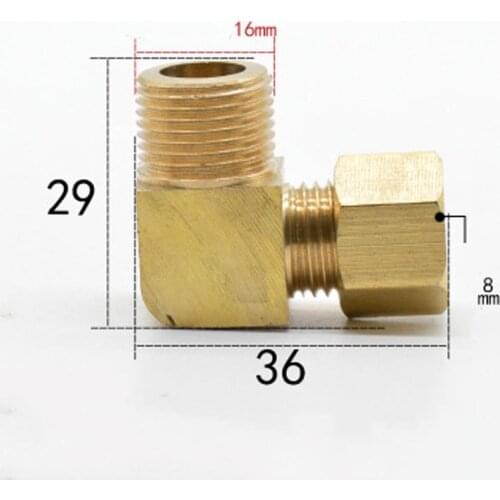 Fit Copper Tube OD 8mm x 3/8" BSPP Male Brass Compression Union Elbow 90 Degree Fitting Connector Water Gas Oil
