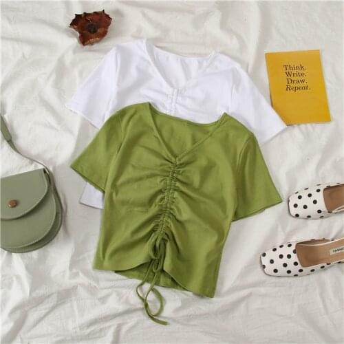 Tee t shirt summer Harajuku plus size women clothing kawaii green Casual short femme t-shirts Korea goth tops y2k clothes аниме
