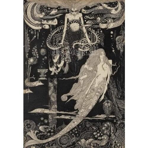 Harry Clarke Giclee Print On Canvas Famous Paintings Fine Art Poster Reproduction Wall Decor The Little Sea Maiden
