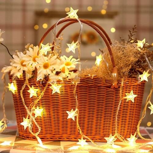 Fairy String Lights Battery Operated Holiday Christmas Party Wedding Decoration Fairy Lights 10/20/40 Leds Star Shaped LED
