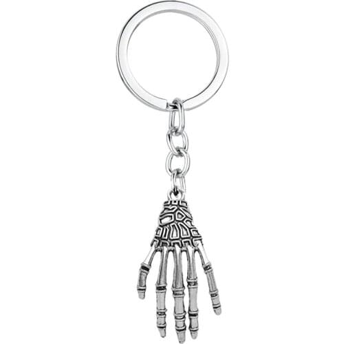Halloween Retro Keychain Punk Gothic Human Hand Bone Style Personality Horror Movable Knuckle Key Accessories