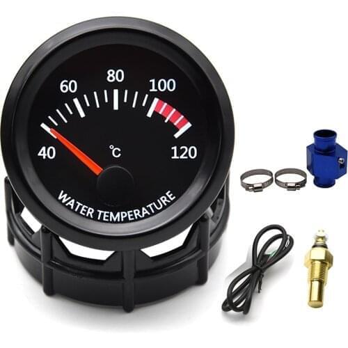 40-120 Celsius Water Temperature Gauge with Water Temp Joint Pipe Sensor Adapter 26-40MM 52MM Racing Gauge with Sensor 1/8 NPT