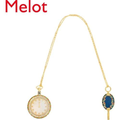Chinese Golden Pocket Watch Streamer Brooch High-End Birthday Girlfriends Gift