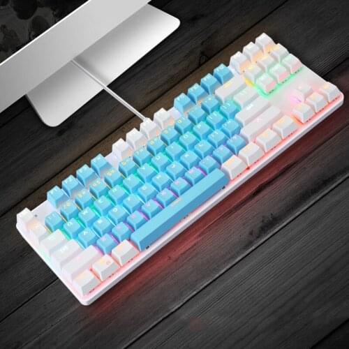 New Gaming Mechanical Keyboard 87 Keys Game Anti-ghosting Blue Switch Color Backlit Wired Keyboard for Pro Gamer Laptop PC