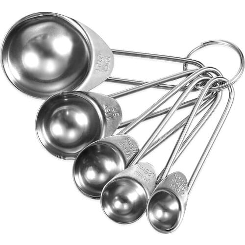 New 5Pcs Baking Spoon Stainless Steel Coffee Powder Milk Powder Measuring Spoon Cake Flour Baking Tool Seasoning Spoon