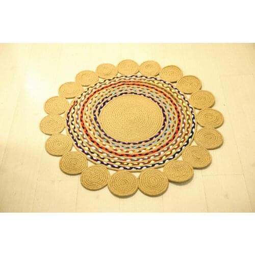 Milda Jüt Halı Kilim 04 90x90cm Hasır El Örgüsü Yuvarlak