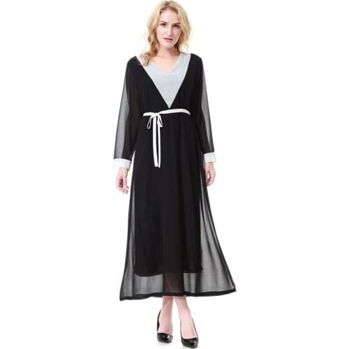 Muslim women clothing Chiffon muslim robe morocco dresses fashion sashes arab female dress abaya saudi arabia