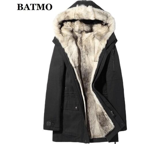 BATMO 2019 new arrival winter high quality 100% natural real wolf fur liner parkas men,fur jackets men,1126A