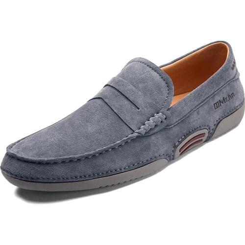 Men Moccasin Loafers Slip On Casual Genuine Leather Driving Shoes Outdoor Boat Shoes Cow Suede Leather Moccasins For Man