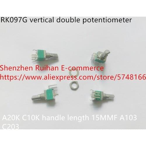 Original new 100% RK097G vertical double potentiometer A20K C10K handle length 15MMF A103 C203 (SWITCH)