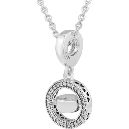 Fits for Pandora Charms Bracelets Spinning Signature Beads with Clear CZ 100% 925 Sterling Silver Jewelry Free Shipping