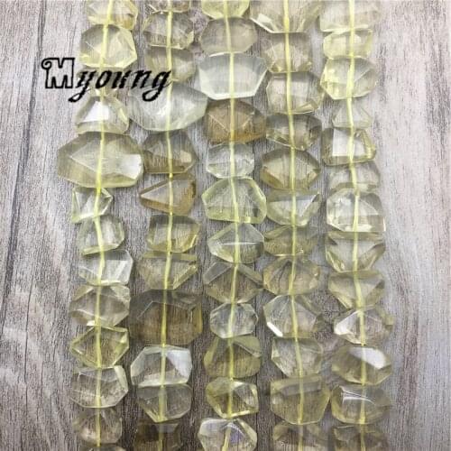 Polished Faceted Clear Lemon Quartz Beads,Lemon Crystal Flat Beads,Citrines Nugget Beads For DIY Jewelry MY1563