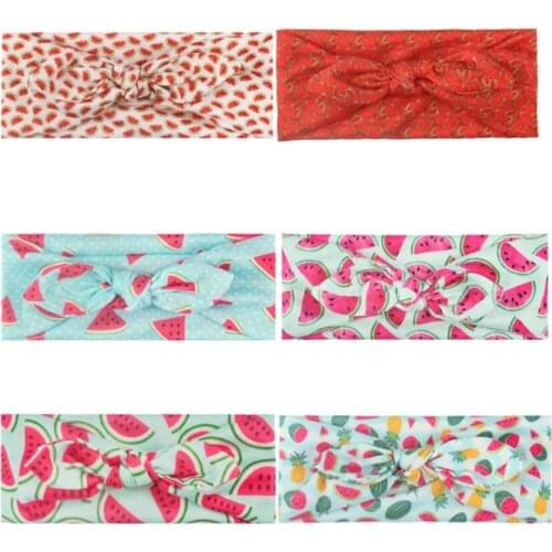 Fashion Handmade Knotted Toddler Elastic Hairband Cute Fruits Pattern Bunny Ears Infant Headband Print Headwear Party Decoration