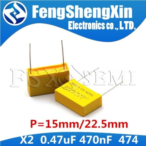 10pcs X2 Safety capacitor 0.47uF 47n0F 474 474K P:15MM 22.5MM Polypropylene film capacitor