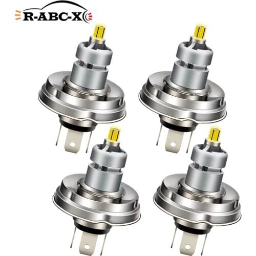 RUIANDSION 4Pcs 9003 HB2 HS1 H4 P43T P45T Car Fog Light Tractor Bulb Motorcycle Headlight 12V 24V CSP 1200Lm 6500K 2700K Yellow