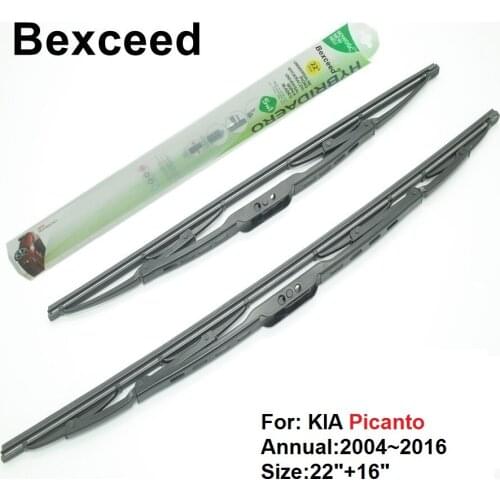 Bexceed of Car Windshield Traditional wiper blade for KIA Picanto. 1 Pair(22"+16") 2004~2016