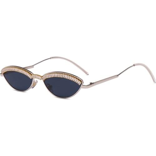 Sunglasses women ins retro port wind small frame oval zircon glasses catwalk net red street shoot decorative sunglasses