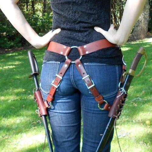Medieval Sword Belt Waist Sheath Scabbard Frog Holder Adult Men Larp Knight Battle Weapon Costume Rapier Ring Belt Strap Holster