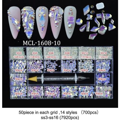 Swarovsky Multi-Shape Flat Back Glass Irregular Crystal/AB/Rainbow Rhinestone Nail Art Craft 3D Decoration