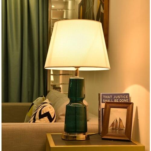 TUDA Green Crystal Glass Table Lamp With Lampshade For Bedroom Living Room Bedside Lamp Desk Lamp Lighting 110v 220v Home Decor