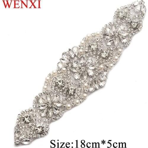 WENXI 10pcs Crystal Rhinestone Applique Handmade Sewing Rose Gold Silver Bridal Rhinestones For Wedding Dress Accessories WX837