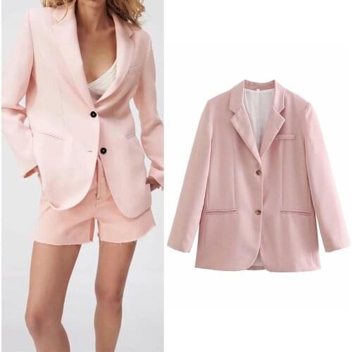 WESAY JESI Za Womens Clothing 2021 Three Colors Blazer Women Fashion Long Sleeve Button-Up Jacket Female All-Match Office Lady