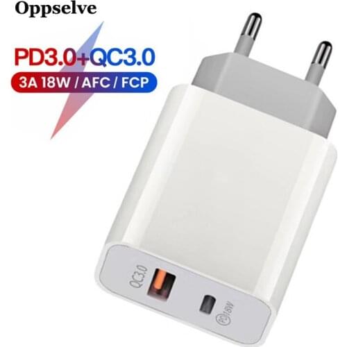 Oppselve 18W Dual USB Fast Charger Phone Charger Portable USB C PD Charger For iPhone 12 Mini 11 Pro Max Huawei P40 Samsung 20