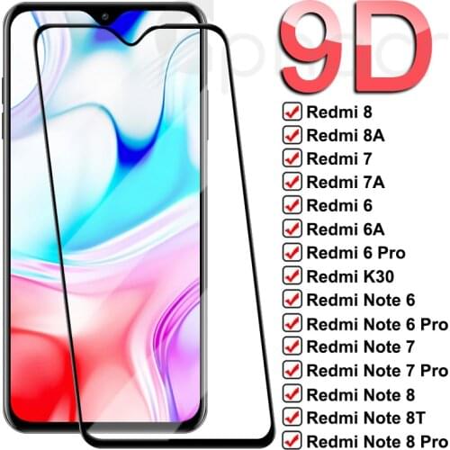 9D Tempered Glass For Xiaomi Redmi 8 8A 7 7A 6 6A K30 10X Pro Screen Protector Redmi Note 8T 8 7 6 Pro Safety Protection Glass