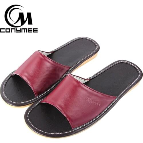 Female Home Indoor Slippers Flip Flops Summer 2019 Leather Sandals Beach Slippers Non-slip Men Women Casual Shoes Bath Slippers