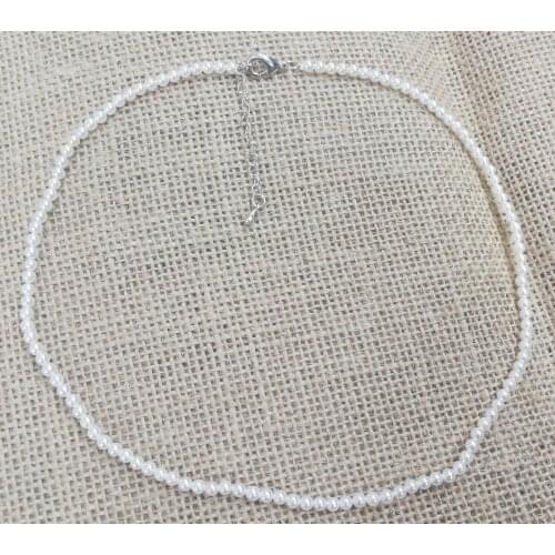 Women Jewelry necklace 3mm white round beads natural south sea shell pearl handmade necklace
