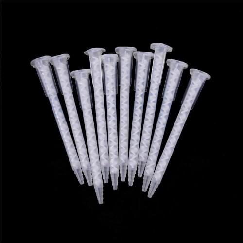 10Pcs/Set Polypropylene Mixing Tube Nozzle Epoxy Resin Tool Dispenser Static Mixer Nozzles MA5.4-17S AB Glue Mixing Head