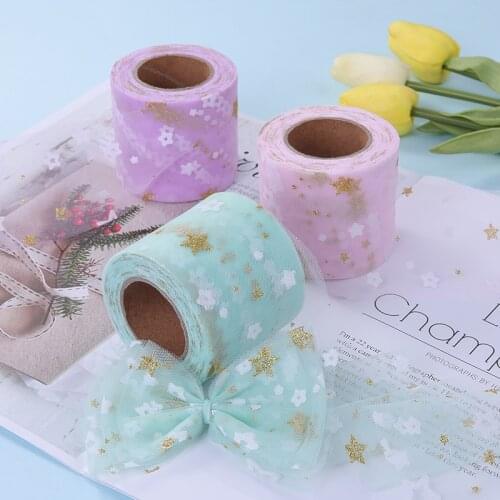 12cm Golden Glitter Star Tulle Spool Glitter ConfettiTulle Mesh Roll Tutu Pom Soft Squine Tulle DIY Wedding Birthday Decoration