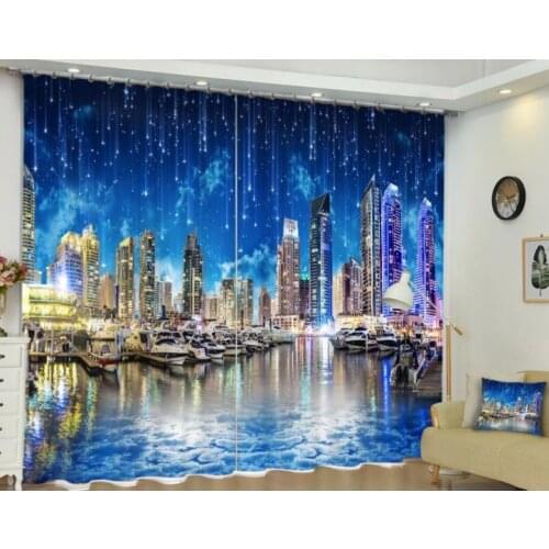 2019 bedroom livingroom 3d curtains Building white clouds high shading blackout curtain