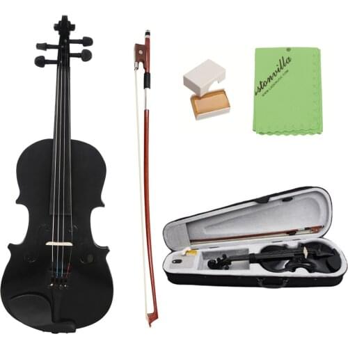 4/4 Full Size Black Lightweight Acoustic Violin Fiddle with Case & Bow & Rosin for Violin Beginners