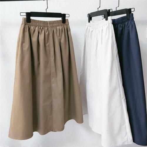 ASHIOFU 2021 New Style Cotton and Linen Skirt Literary Artistic Thin Mid-leangth Skirt Spring Summer Fashion Fresh A-line Skirts