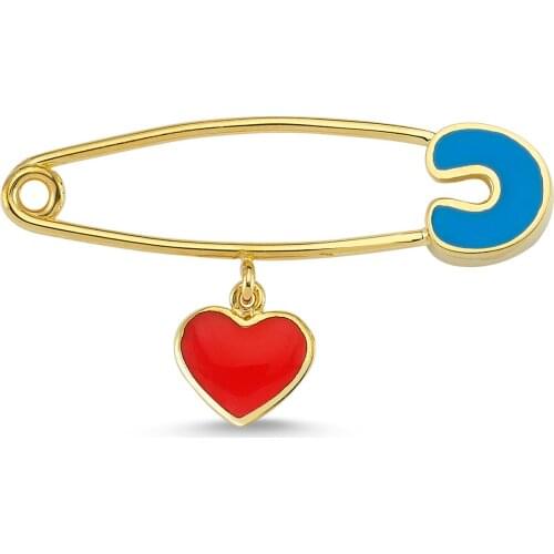 14K (585) Gold Enamel Safety Pin