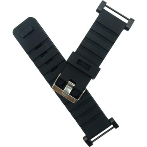 Black For Suunto Core 24mm Black Silicone Rubber Strap Watch Band With Watches Buckle Belt + Adapters + Tools