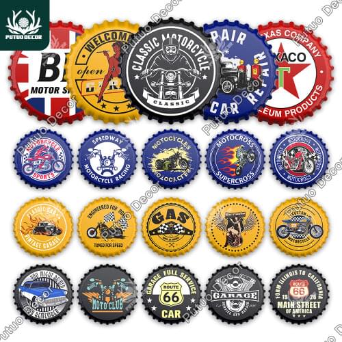 Putuo Decor Motor Oil Bottle Cap Decor Plaque Metal Vintage Tin Sign Metal Sign Garage Man Cave Gas Station Bar Pub Decoration